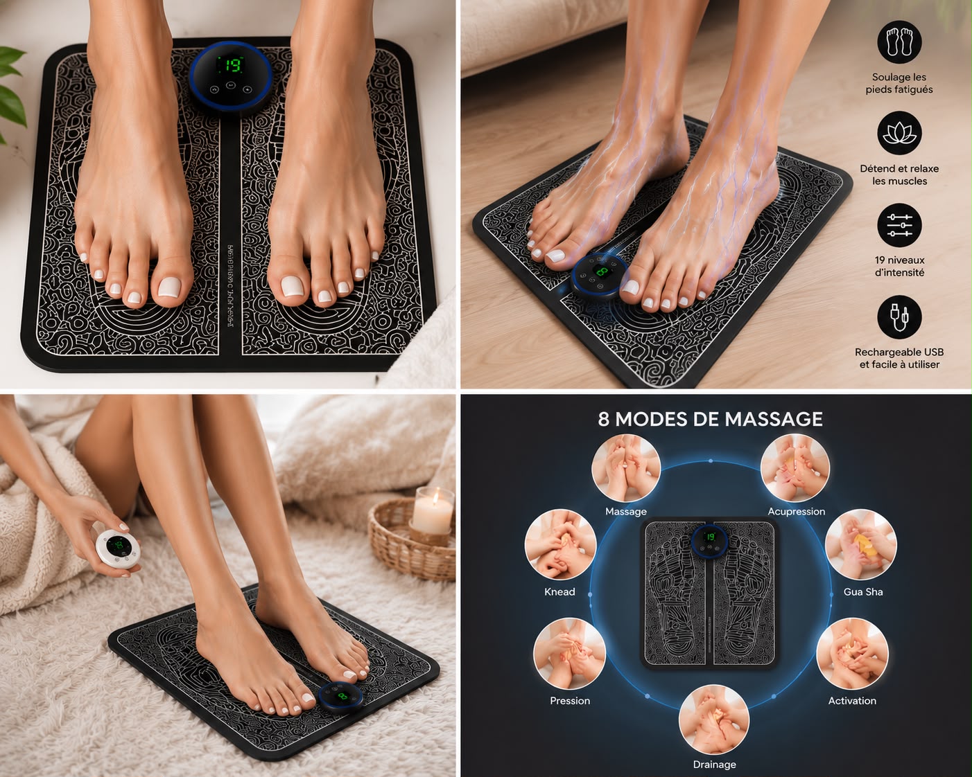 tapis de massages EMS pour les pieds relaxation musculaire