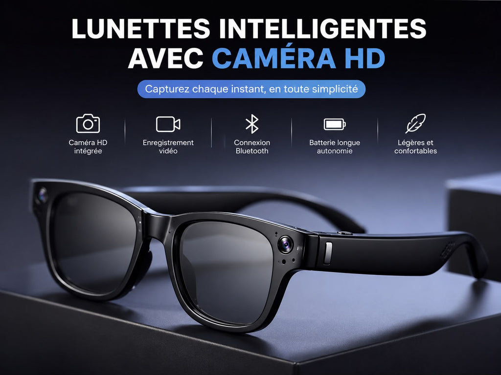 Lunettes Connectées avec Caméra HD et Bluetooth – Capturez chaque instan