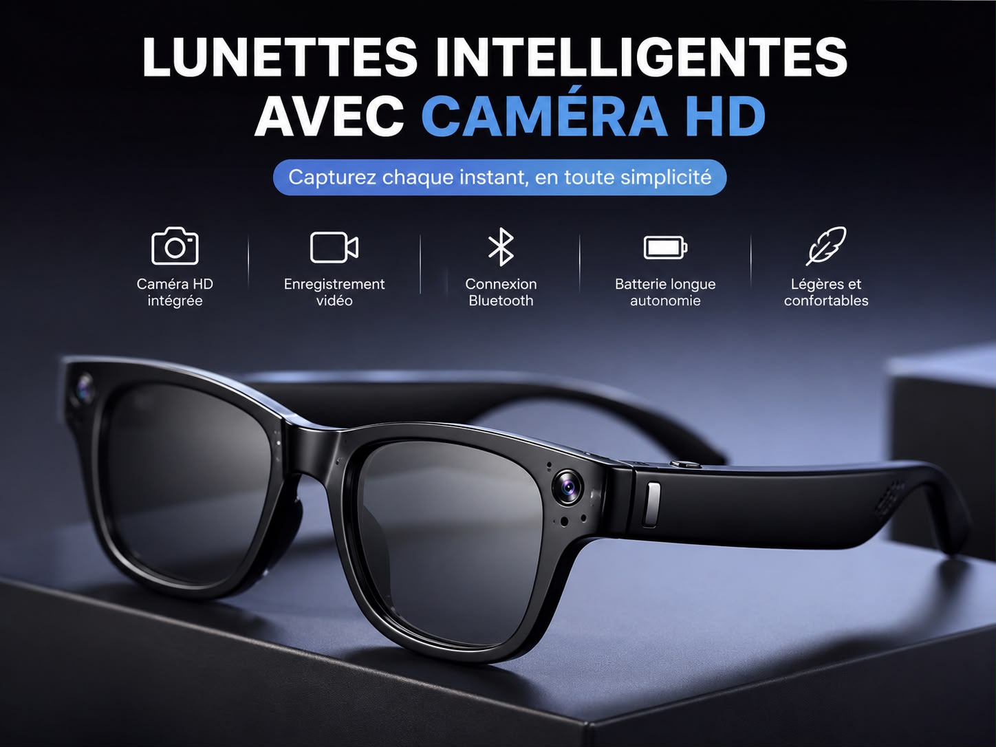 Lunettes Connectées avec Caméra HD et Bluetooth – Capturez chaque instan